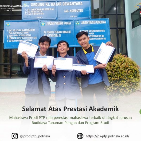 Mahasiswa Prodi PTP Meraih Predikat Mahasiswa Terbaik Tingkat Jurusan dan Program Studi